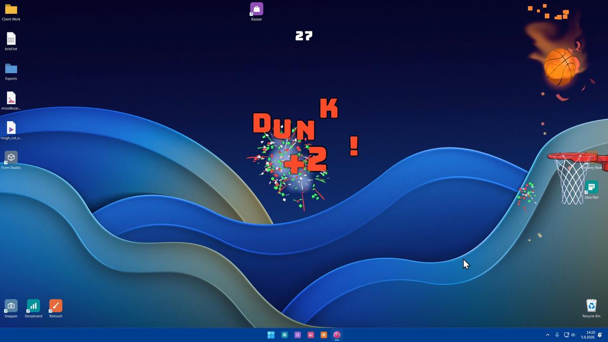 《Desktop Ball》Supernova 球體在桌面上爆炸的畫面